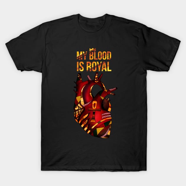 Melanin Heart - My Blood Is Royal T-Shirt by kenallouis